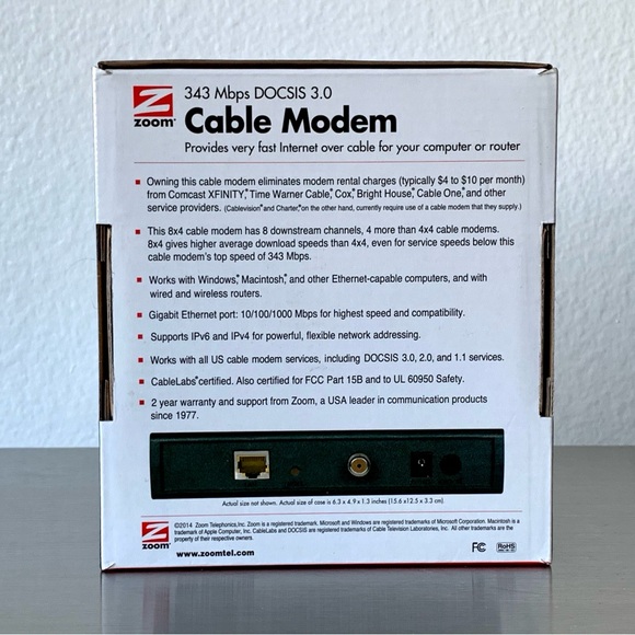 Zoom 343 Mbps DOCSIS 3.0 Cable Modem - Model 5341 - Tested & Works - Picture 3 of 10